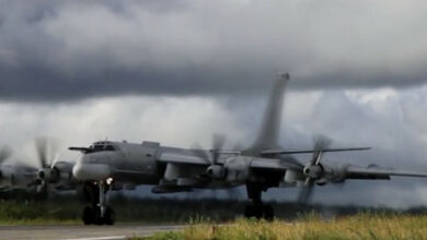قاذفة روسية من طراز Tu-95MS خلال الطلعة قبالة شمال النرويج - المصدر وزارة الدفاع الروسية عبر The Barents Observer