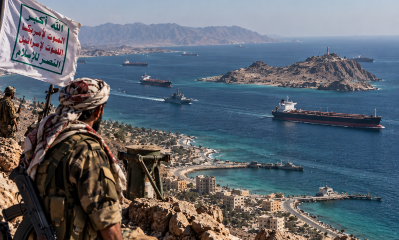 الحوثيون وباب المندب - صورة تعبيرية عن الهجوم والسيطرة على الممر البحري