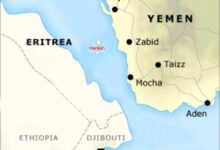 موقع جزر حنيش في البحر الأحمر