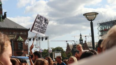 Illustrative photograph of a public demonstration; not the Copenhagen incident of October 2026