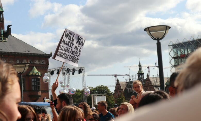 Illustrative photograph of a public demonstration; not the Copenhagen incident of October 2026