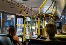 Illustrative photograph of passengers inside a bus; not the Bergen incident
