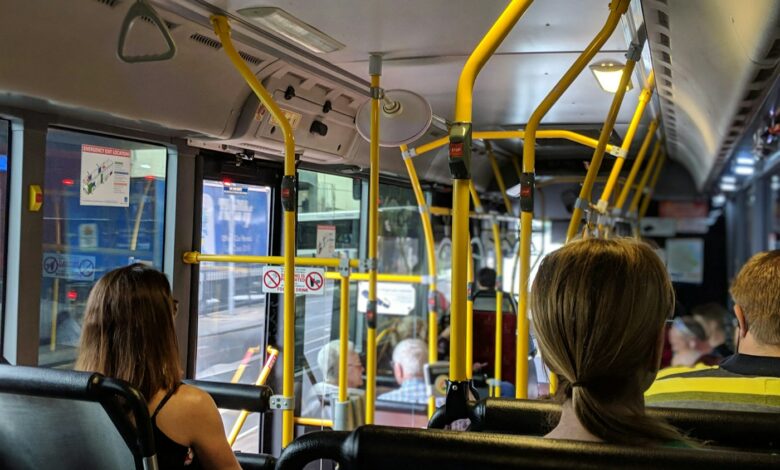 Illustrative photograph of passengers inside a bus; not the Bergen incident