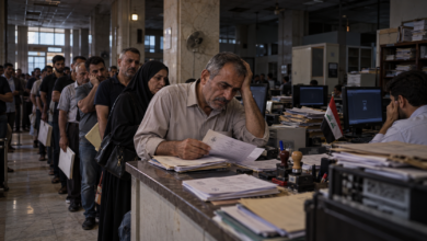 صورة تعبيرية عن طوابير المراجعين في دائرة حكومية عراقية وتعطل أنظمة الخدمات الإلكترونية